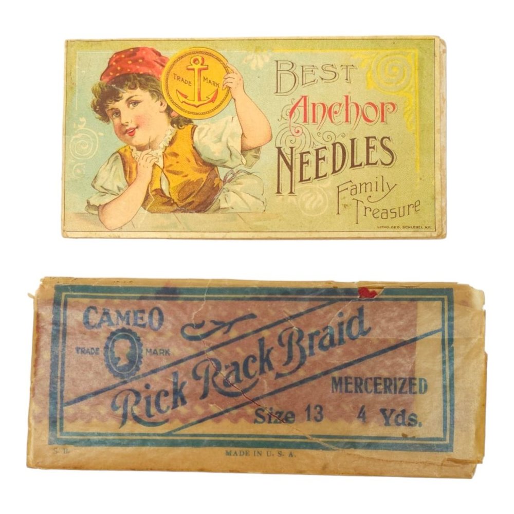 Vintage Best Anchor Needles Empty Package Cameo Rick Rack Braid Size 13 4 Yards